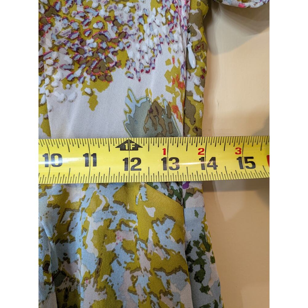 Kate Sylvester 100% Silk Abstract Floral Tie-Front Midi Dress Size Small Luxury - Picture 11 of 12